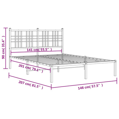 Metal Bed Frame without Mattress with Headboard Black 140x200cm