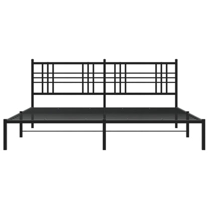 Metal Bed Frame without Mattress with Headboard Black 200x200cm