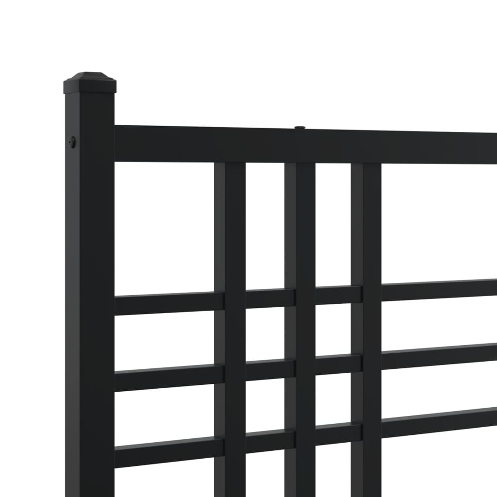 Metal Bed Frame without Mattress with Headboard Black 200x200cm
