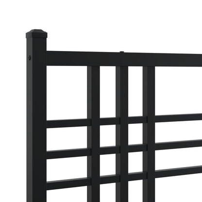 Metal Bed Frame without Mattress with Headboard Black 200x200cm