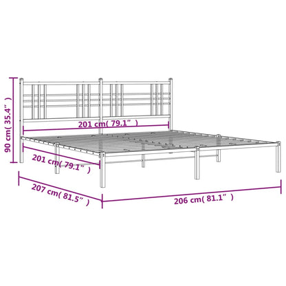 Metal Bed Frame without Mattress with Headboard Black 200x200cm