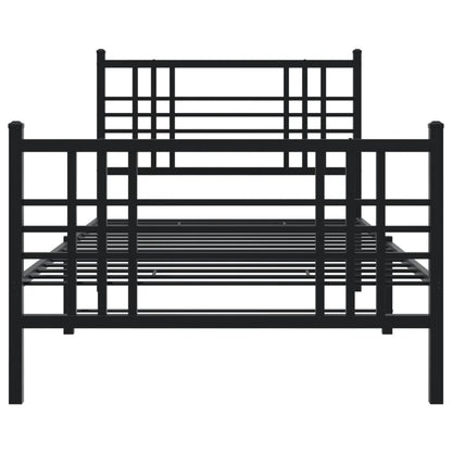 Metal Bed Frame without Mattress with Footboard Black 100x190cm