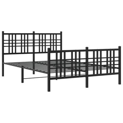 Metal Bed Frame without Mattress with Footboard Black 120x190cm