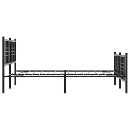 Metal Bed Frame without Mattress with Footboard Black 120x190cm