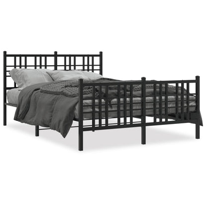 Metal Bed Frame without Mattress with Footboard Black 120x200cm