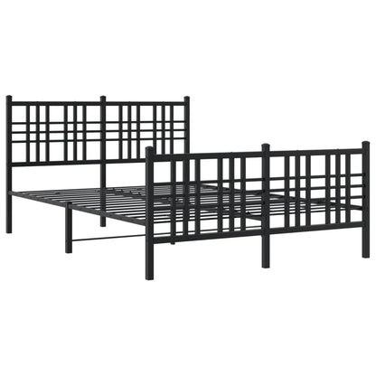 Metal Bed Frame without Mattress with Footboard Black 120x200cm