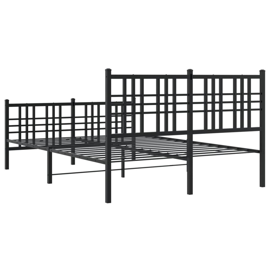 Metal Bed Frame without Mattress with Footboard Black 120x200cm