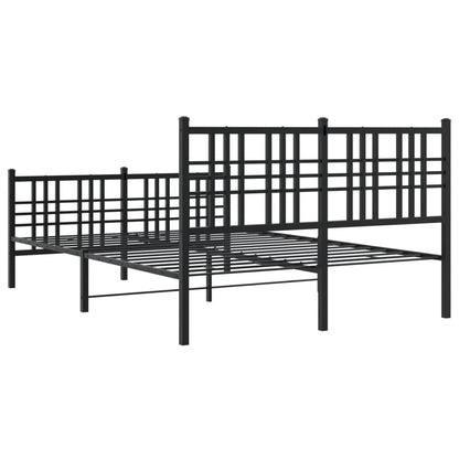 Metal Bed Frame without Mattress with Footboard Black 120x200cm