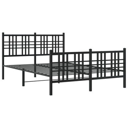 Metal Bed Frame without Mattress with Footboard Black 140x190cm