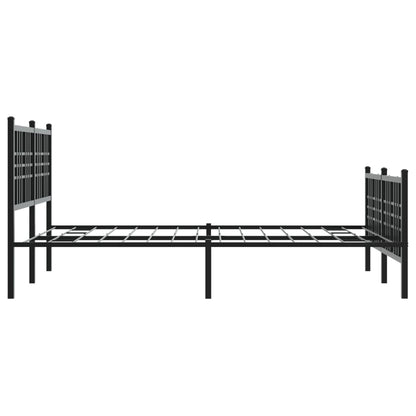 Metal Bed Frame without Mattress with Footboard Black 140x190cm