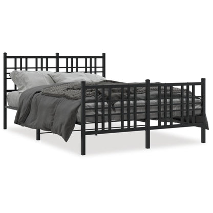 Metal Bed Frame without Mattress with Footboard Black 140x190cm