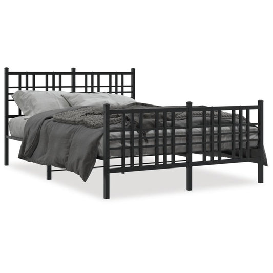 Metal Bed Frame without Mattress with Footboard Black 140x190cm