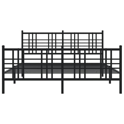 Metal Bed Frame without Mattress with Footboard Black 150x200cm