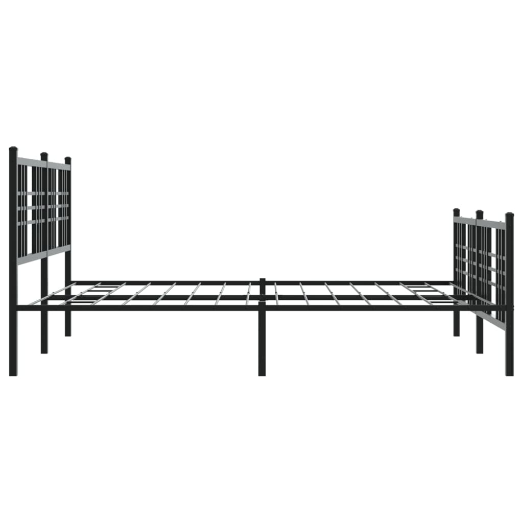 Metal Bed Frame without Mattress with Footboard Black 150x200cm