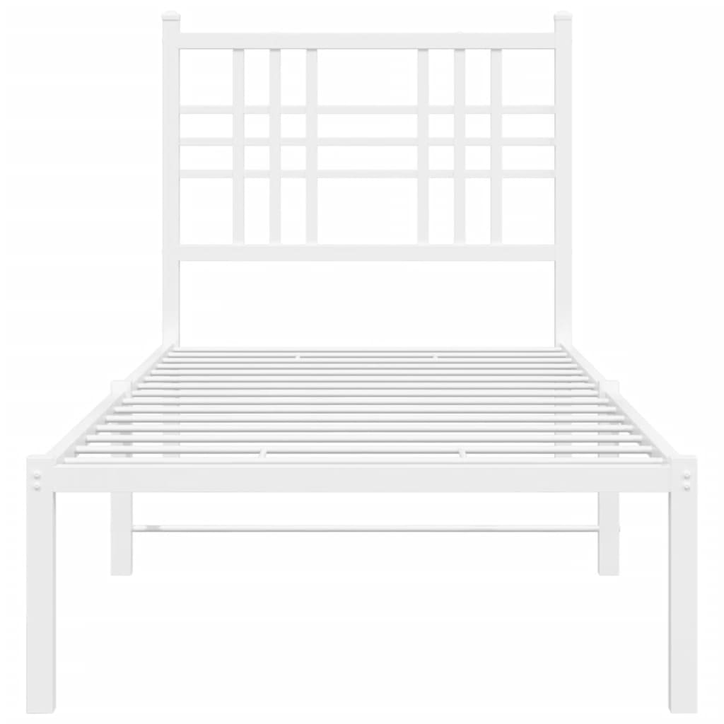 Metal Bed Frame without Mattress with Headboard White 80x200cm