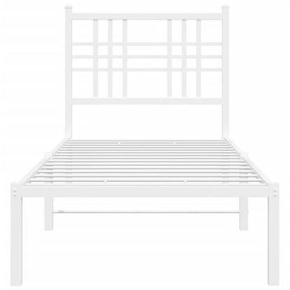 Metal Bed Frame without Mattress with Headboard White 80x200cm