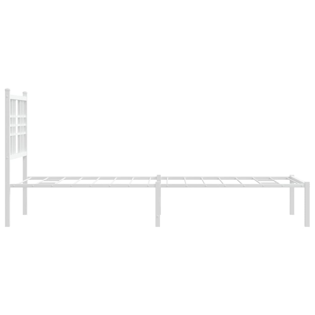 Metal Bed Frame without Mattress with Headboard White 80x200cm