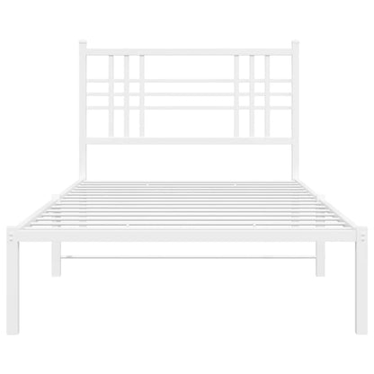 Metal Bed Frame without Mattress with Headboard White 100x190cm