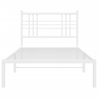 Metal Bed Frame without Mattress with Headboard White 107x203cm