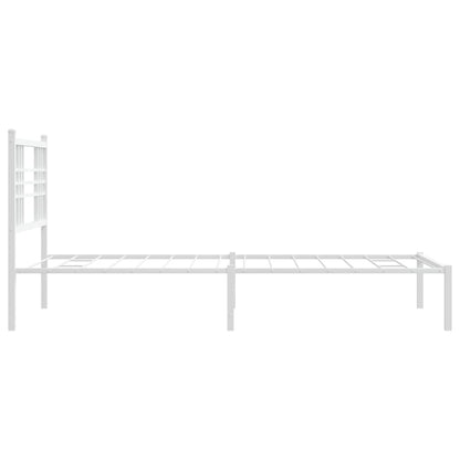 Metal Bed Frame without Mattress with Headboard White 107x203cm