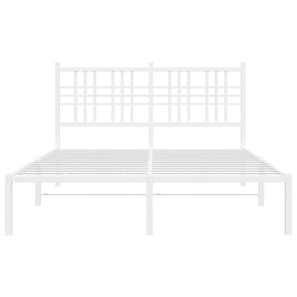 Metal Bed Frame without Mattress with Headboard White 120x190cm
