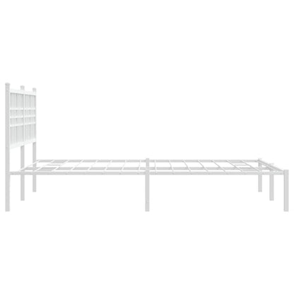 Metal Bed Frame without Mattress with Headboard White 120x190cm