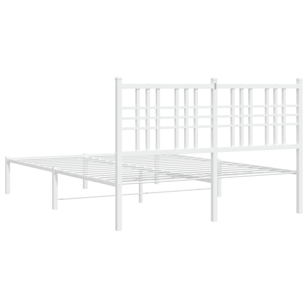 Metal Bed Frame without Mattress with Headboard White 120x190cm