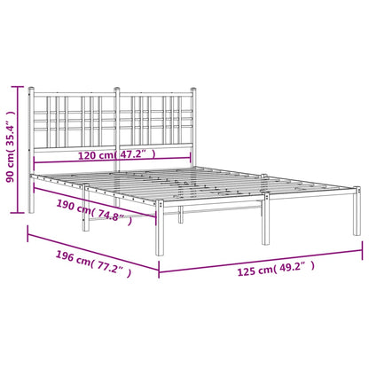 Metal Bed Frame without Mattress with Headboard White 120x190cm
