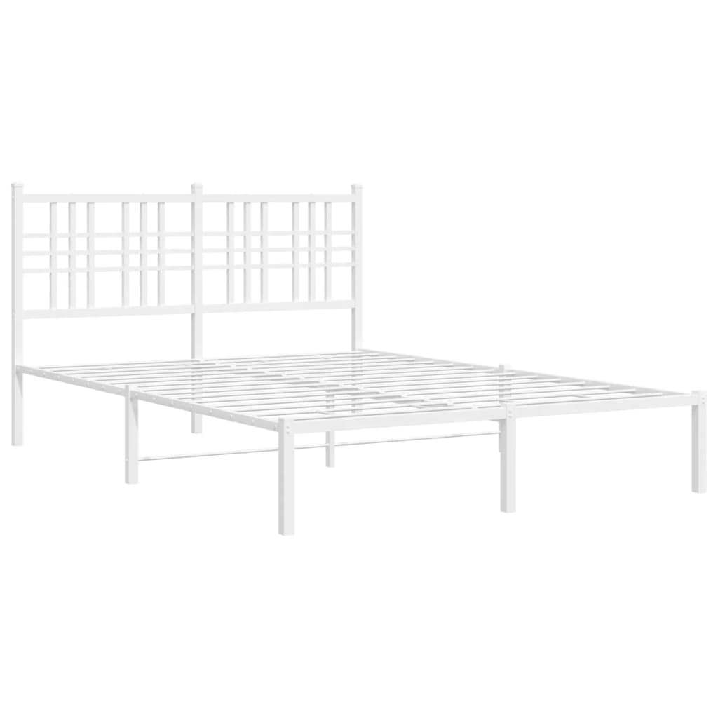 Metal Bed Frame without Mattress with Headboard White 140x190cm