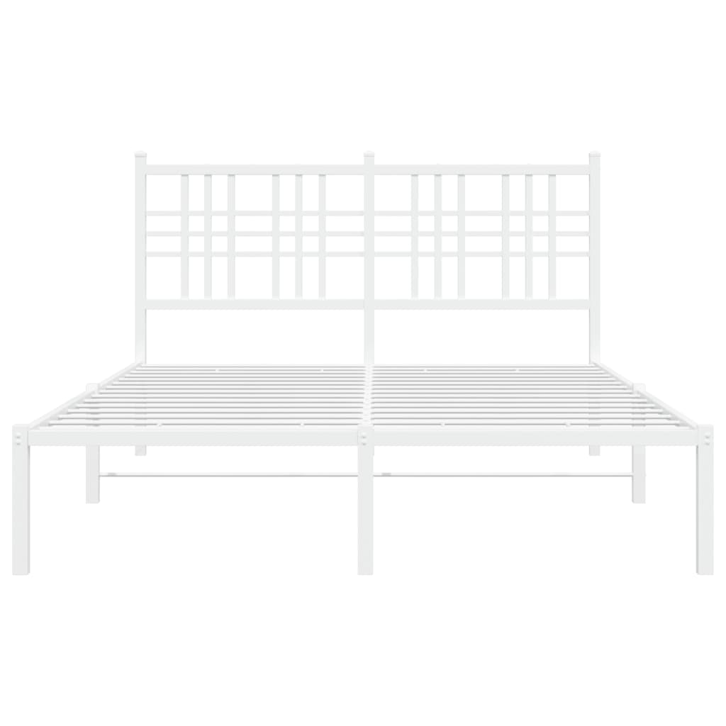 Metal Bed Frame without Mattress with Headboard White 140x190cm