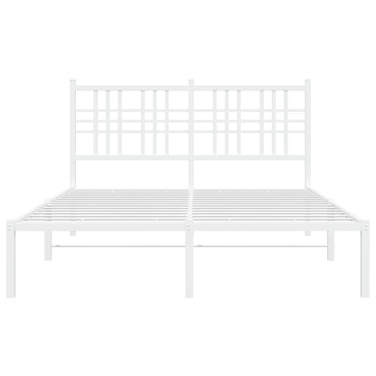 Metal Bed Frame without Mattress with Headboard White 140x190cm
