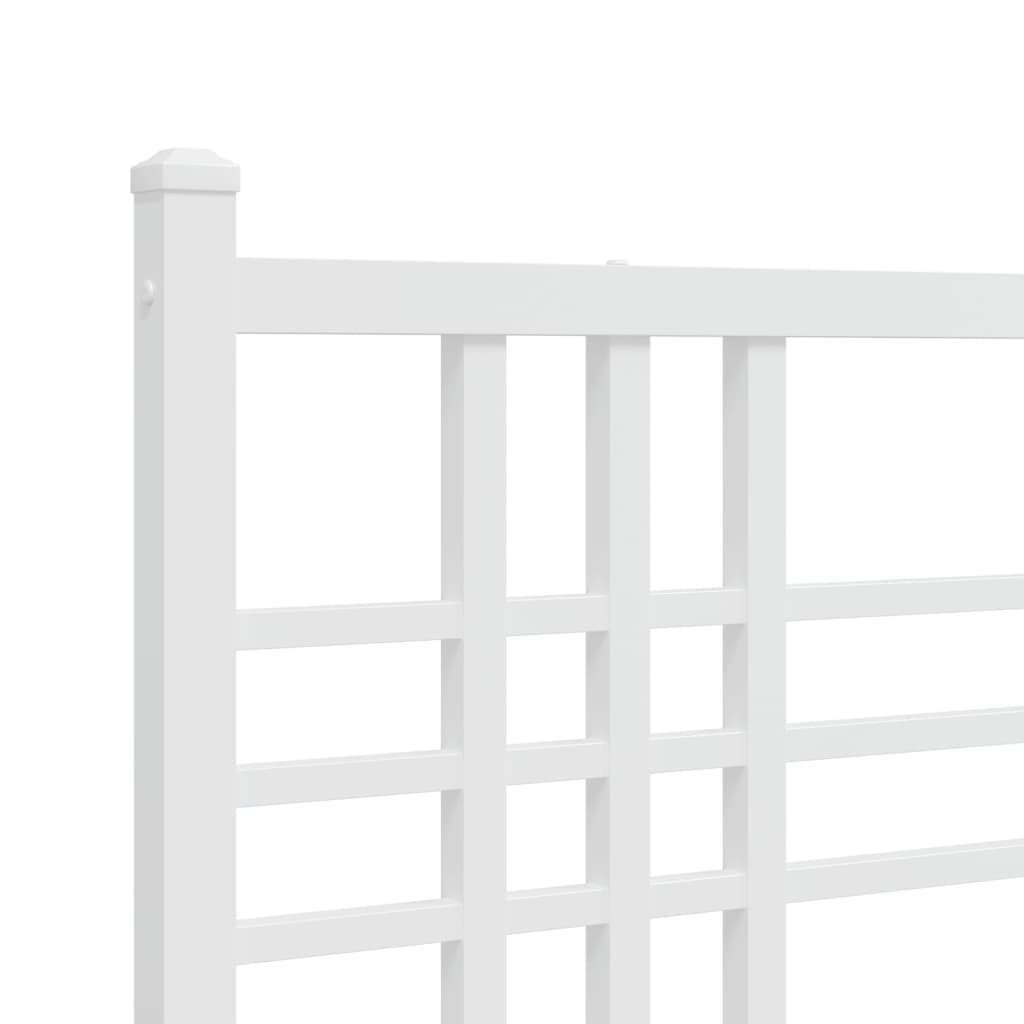 Metal Bed Frame without Mattress with Headboard White 140x190cm