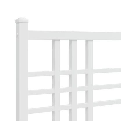 Metal Bed Frame without Mattress with Headboard White 140x190cm