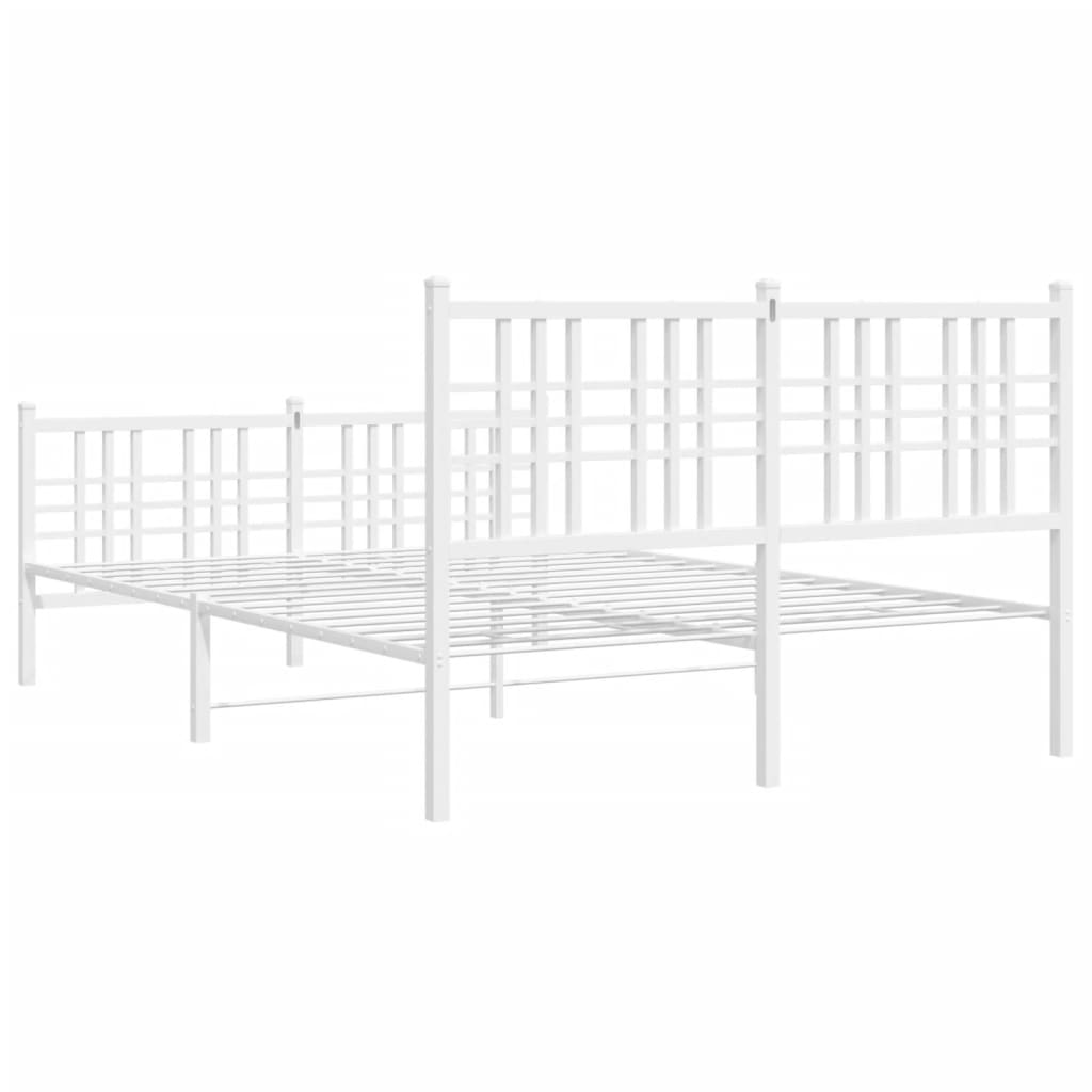 Metal Bed Frame without Mattress with Footboard White 120x190cm