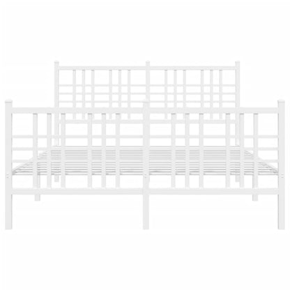 Metal Bed Frame without Mattress with Footboard White 120x200cm