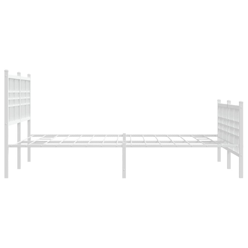 Metal Bed Frame without Mattress with Footboard White 137x190cm