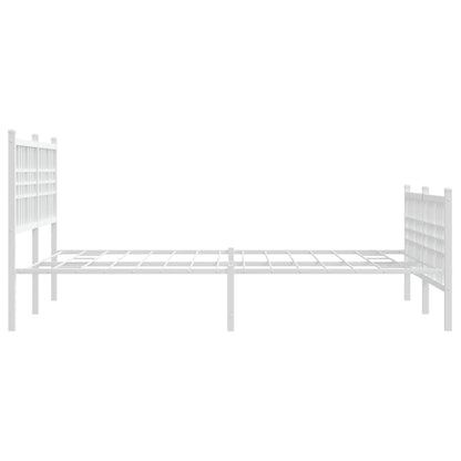 Metal Bed Frame without Mattress with Footboard White 137x190cm