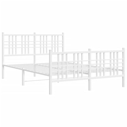 Metal Bed Frame without Mattress with Footboard White 140x190cm