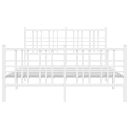 Metal Bed Frame without Mattress with Footboard White 140x190cm