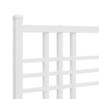 Metal Bed Frame without Mattress with Footboard White 140x190cm