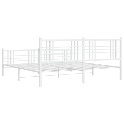 Metal Bed Frame without Mattress with Footboard White 200x200cm