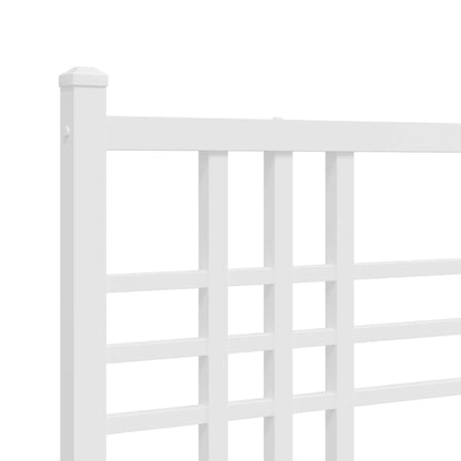 Metal Bed Frame without Mattress with Footboard White 200x200cm