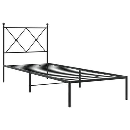 Metal Bed Frame without Mattress with Headboard Black 80x200cm