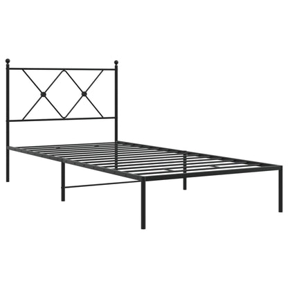 Metal Bed Frame without Mattress with Headboard Black 90x200cm