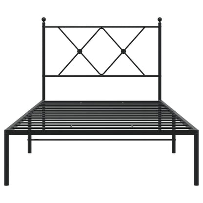 Metal Bed Frame without Mattress with Headboard Black 90x200cm