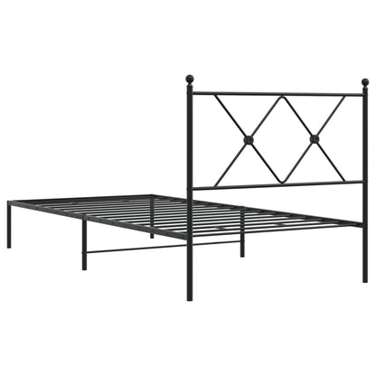 Metal Bed Frame without Mattress with Headboard Black 90x200cm
