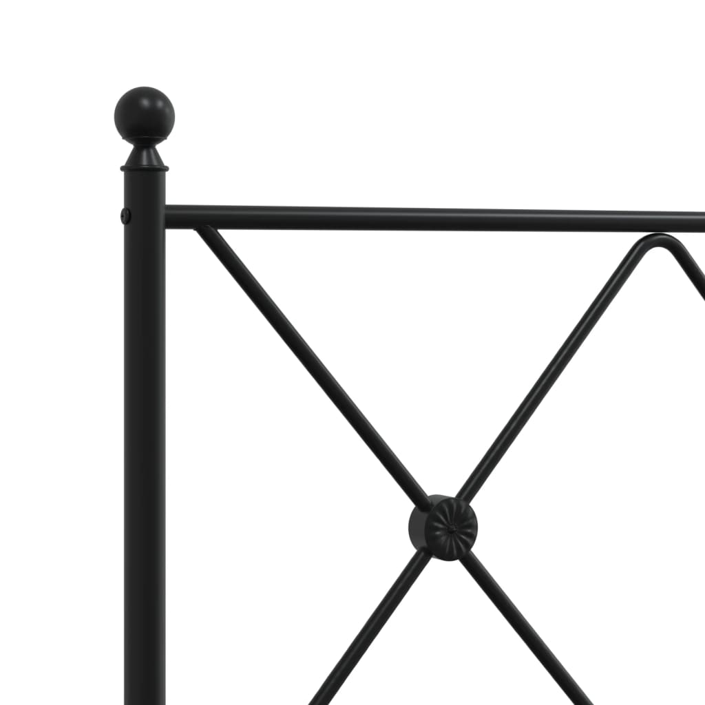 Metal Bed Frame without Mattress with Headboard Black 90x200cm