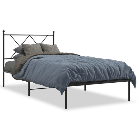 Metal Bed Frame without Mattress with Headboard Black 90x200cm