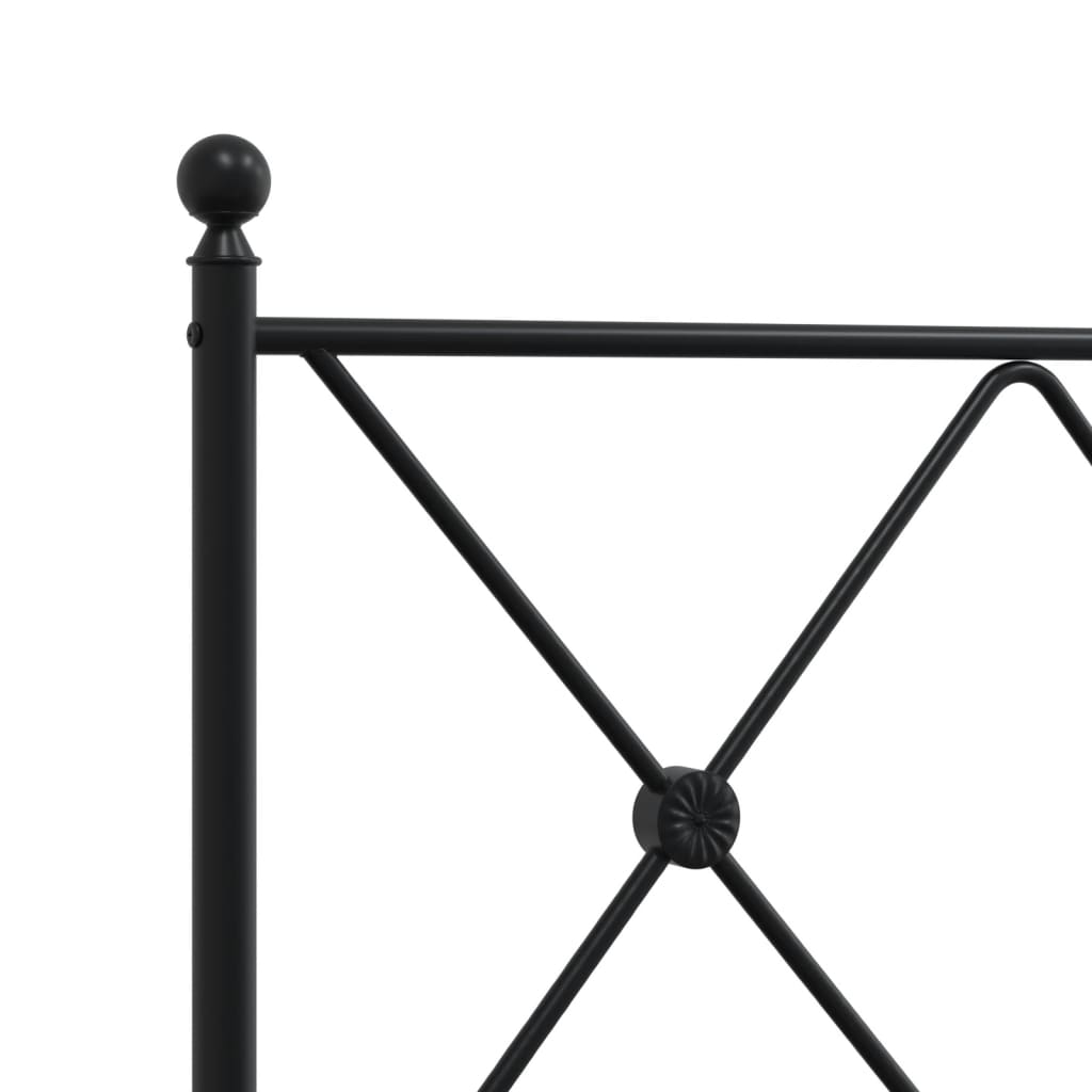 Metal Bed Frame without Mattress with Headboard Black 100x200cm