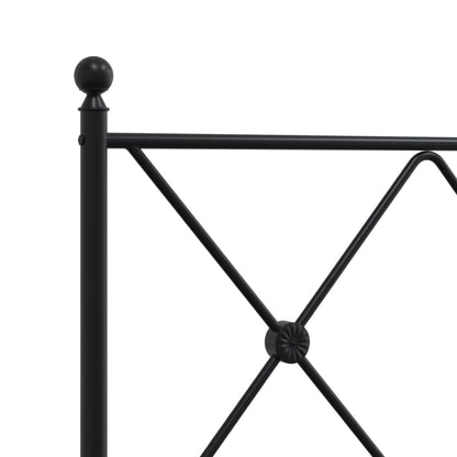 Metal Bed Frame without Mattress with Headboard Black 100x200cm